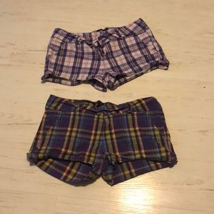 2 Pairs of Purple Plaid Shorts
